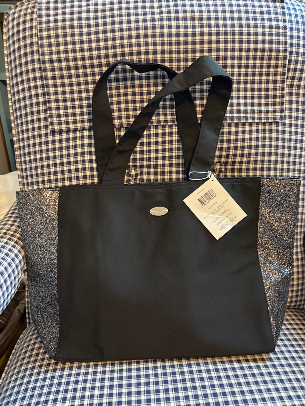 Coach Black nylon Tote bag with Glitter Side Panels